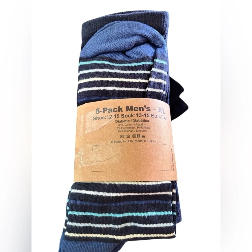 7 BigStars Kingdom Diabetic Socks 5 Pack Sz XL Shoe 12-15 Sock 13-15 Blue NIP